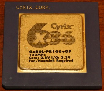 Cyrix Corp 6x86 133MHz CPU 6x86L-PR166+GP Goldcap USA Made in Canada 1995